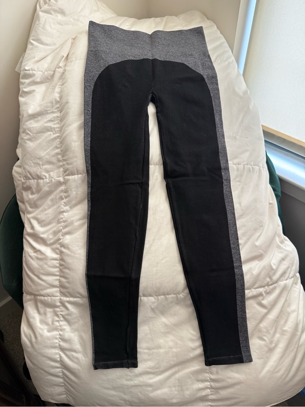 SPANX Kids Black Leggings with Gray Contrast Waist and Side Panels